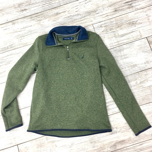 Nautica Men's Green Sweater pullover quarter zip small preppy nautical winter